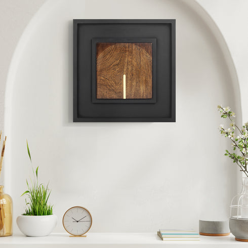 Wooden Wall Art with Modern Geometric Brass Design